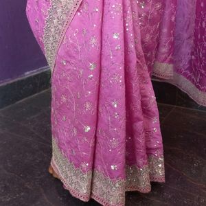 Pink Color Sequence Saree