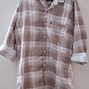 Light Breon And White Coloured Checkered Shirt