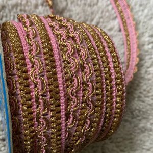 9 Meter Pink &Gold Designer Lace Border