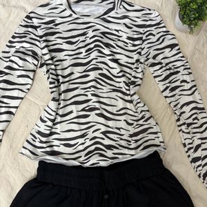 Vintage Zebra Printed Full Sleeve Top