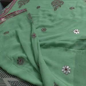 Georgette Handwork Gotapatti Saree, Worn Once