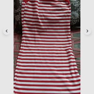 Striped White and Red One Piece..