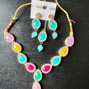 Multicolour Kundan Necklace Set