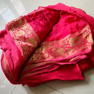 Pink Embroidered Chiffon Saree