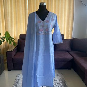 Fresh Light Blue Suits Embodiery