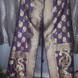 Pink Purple Banarasi Kurta Pant & Dupatta