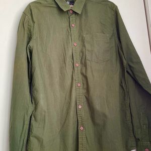 Here & Now Men Full Sleeve M Olive Shirt