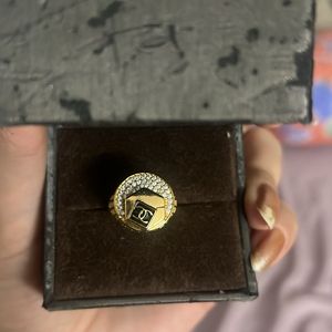 chanel embossed gold ring
