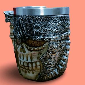 Grey Hand Grafted 3D Skull Stainless Steel Mug