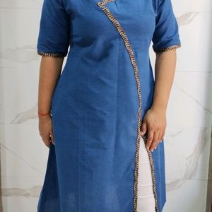 Solid navy blue kurta