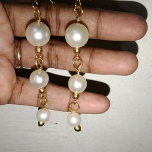 🆕 🤍 Home Made White Pearls Earings