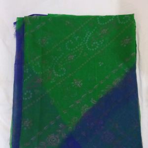 FREE DELIVERY GREEN BLUE COLOUR CHIFFON SAREE