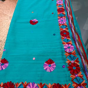 Sea Green Saree With Thread Work