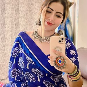 Blue Printed Saree