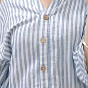 Oversized Stripes Shirt Shaped T-shirt