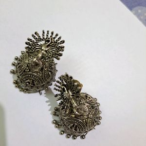 Oxidised Peaxock Jhumkas