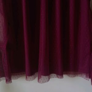 L Size Burgandy Netted Top