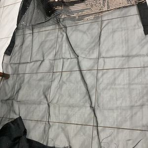 Black Full Sequence Net Saree For Grabs