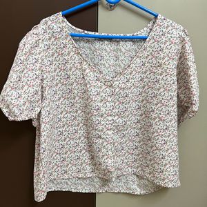 White Top With Floral Design