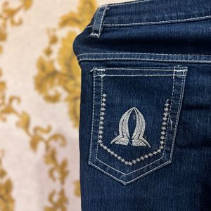 DARK BLUE EMBROIDERED JEAN