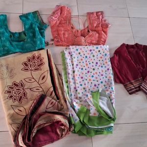 2 Saree With Extra 3 Blouses