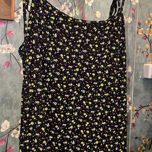 Black Flower Print Cute Dress