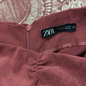 ZARA Brand New Velvet Ruched Skirt