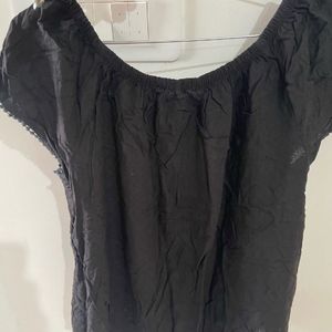 Black Drop Shoulder Top