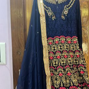 Heavy Embroidered Navy Blue Gown