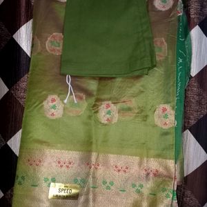 New Banarasi Saree With Peticot, Blouse Piece