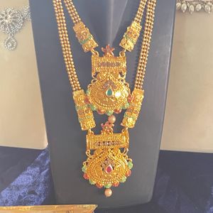 Moti, Diamond Necklace Set With Earrings Mangtika