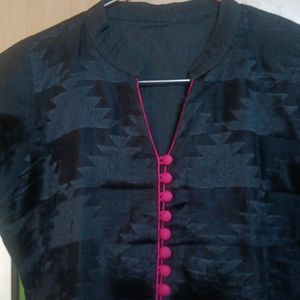 Black Kurta Chanderi With Lining