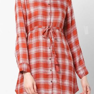 DNMX Checked Longline Shirt With Tie Up