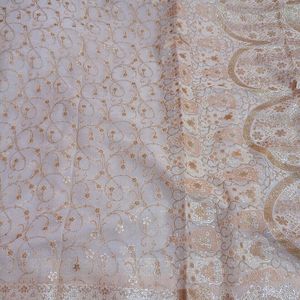 half white  glitter saree