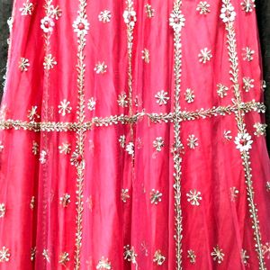 Red bridal Lancha net 3 pieces Koti,Lehenga,Dupatt