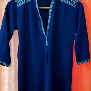 New Georgette Dark Blue Top, Half Sleeve 3/4