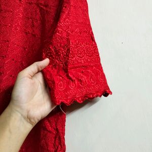 Red Chikankari Kurta