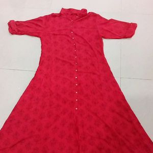 Red Aline Dress Collar Neck XXL SIZE