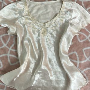 grandma satin top for lounge or sleepwear