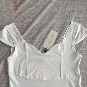 Sweetheart Neckline White Top