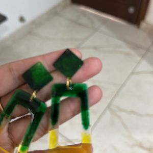 Green And Yellow Essenced Earrings