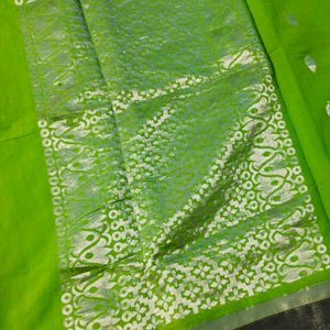 Cotton Silk Beautiful Silver Design Saree