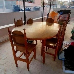 Wooden Dining Table With 6 Chairs