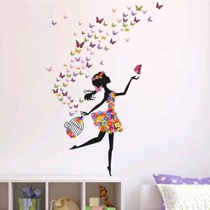 Girl With Butterfly Large Vinyl Wallstikker