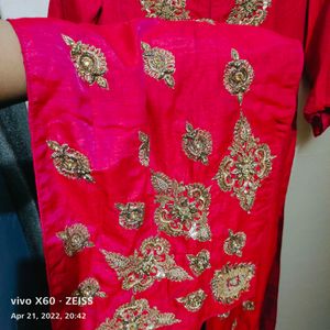 silk kurta with Banarasi slik skirt with zardozi work