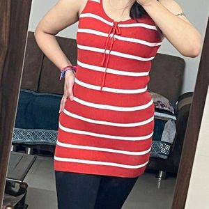 red& white striped bodycon dress