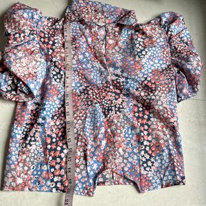 Floral print semiformal shirt