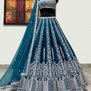 Designer Unstitched Lehenga Blouse Dupatta Set