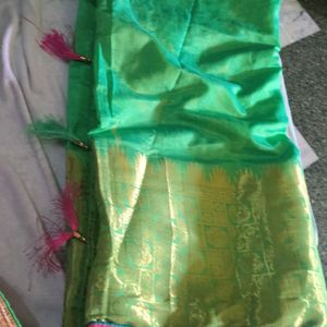 Parrot Green Banarasi Silk Saree