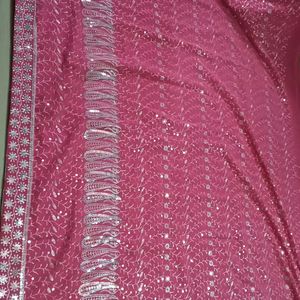 Baby Pink Embroidery  With Chamki Saree